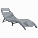 Transat chaise longue bain de soleil lit de jardin terrasse meuble d'extrieur dlavage gris bois d'acacia ...