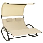 Transat chaise longue bain de soleil lit de jardin terrasse meuble d'ext�rieur double avec auvent textil�ne ...