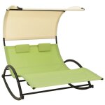 Transat chaise longue bain de soleil lit de jardin terrasse meuble d'ext�rieur double avec auvent textil�ne ...