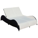 Transat chaise longue bain de soleil lit de jardin terrasse meuble d'extrieur double avec coussin vague ...