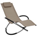 Transat chaise longue bain de soleil lit de jardin terrasse meuble d'extrieur pour enfants acier taupe ...