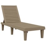 Transat chaise longue bain de soleil lit de jardin terrasse meuble d'ext�rieur marron clair 155 x 58 ...