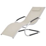 Transat chaise longue bain de soleil lit de jardin terrasse meuble d'ext�rieur avec oreiller aluminium ...