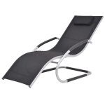 Transat chaise longue bain de soleil lit de jardin terrasse meuble d'ext�rieur avec oreiller aluminium ...