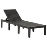 Transat chaise longue bain de soleil lit de jardin terrasse meuble d'ext�rieur plastique anthracite helloshop2 ...