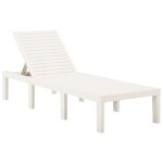 Transat chaise longue bain de soleil lit de jardin terrasse meuble d'ext�rieur plastique blanc helloshop26 ...