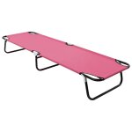 Transat chaise longue bain de soleil lit de jardin terrasse meuble d'extrieur pliable acier rose helloshop26 ...