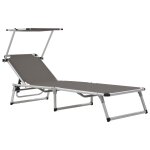Transat chaise longue bain de soleil lit de jardin terrasse meuble d'extrieur pliable avec auvent aluminium ...