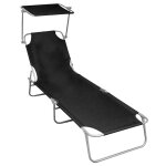 Transat chaise longue bain de soleil lit de jardin terrasse meuble d'extérieur pliable avec auvent noir ... Transat chaise longue bain de soleil lit de jardin terrasse meuble d'extérieur pliable avec auvent noir ...