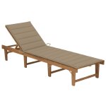 Transat chaise longue bain de soleil lit de jardin terrasse meuble d'ext�rieur pliable avec coussin bois ...