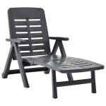 Transat chaise longue bain de soleil lit de jardin terrasse meuble d'ext�rieur pliable plastique anthracite ...