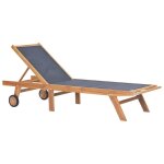 Transat chaise longue bain de soleil lit de jardin terrasse meuble d'extrieur pliable avec roulettes ...