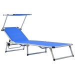 Transat chaise longue bain de soleil lit de jardin terrasse meuble d'ext�rieur pliable avec toit aluminium ...