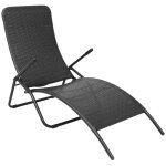 Transat chaise longue bain de soleil lit de jardin terrasse meuble d'extrieur pliante rotin synthtique ...