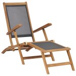 Transat chaise longue bain de soleil lit de jardin terrasse meuble d'ext�rieur avec repose - pied bois ...