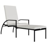 Transat chaise longue bain de soleil lit de jardin terrasse meuble d'extrieur avec repose - pied rsine ...