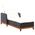 Transat chaise longue bain de soleil lit de jardin terrasse meuble d'extrieur rsine tresse et bois ...