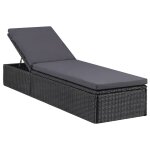 Transat chaise longue bain de soleil lit de jardin terrasse meuble d'extrieur rsine tresse noir et ...