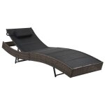 Transat chaise longue bain de soleil lit de jardin terrasse meuble d'extrieur rsine tresse et textilne ...