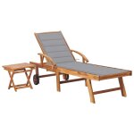 Transat chaise longue bain de soleil lit de jardin terrasse meuble d'extrieur avec table et coussin ...