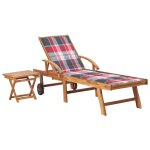 Transat chaise longue bain de soleil lit de jardin terrasse meuble d'ext�rieur avec table et coussin ...