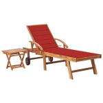 Transat chaise longue bain de soleil lit de jardin terrasse meuble d'extrieur avec table et coussin ...