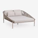 Transat double en aluminium avec coussins ondina moka brown
