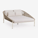 Transat double en aluminium avec coussins ondina tapioca beige