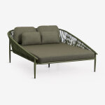Transat double en aluminium avec coussins ondina vert olive intense