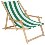 Transat de jardin pliant en bois impr�gn� - springos - vert / blanc