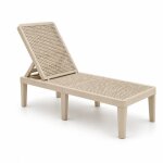 Transat de jardin en r�sine ¿ bain de soleil avec dossier r�glable ¿ beige