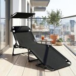 Transat de plage pliable avec auvent, chaises longues, bains de soleil charge 150kg - (1pc)
