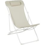 Transat pliant avec tétière 3 positions beige / sable venise hyba Transat pliant avec tétière 3 positions beige / sable venise hyba