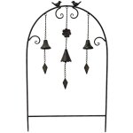 Treillage jardin fer clochettes oiseaux 50x7x84 cm