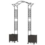 Treillis d'arche de jardin 208 x 40 x 250 cm avec 2 jardini�res auto - irrigantes roues design moderne ...