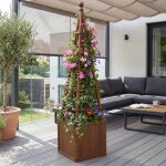 Treillis hwc - q18, bac a fleurs, jardini�re, support pour plantes en bois certifi� mvg 168 x 40 x 40 ...