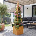Treillis hwc - q18, bac a fleurs, jardini�re, support pour plantes, en bois, certifi� mvg, 168 x 40 x ...