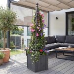 Treillis hwc - q18, bac a fleurs, jardini�re, support pour plantes en bois certifi� mvg 168 x 40 x 40 ...