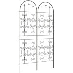 Treillis de jardin effet fer forg� pointe de fleur de lys - 2 supports plantes grimpantes - 50 x 180 ...