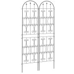 Treillis de jardin effet fer forg� pointe de fleur de lys - 2 supports plantes grimpantes - 50 x 220 ...