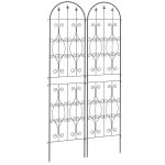 Treillis de jardin effet fer forg� pointe de fleur de lys - 2 supports plantes grimpantes - 50 x 220 ...