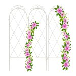 Treillis de jardin, m�tal, 3 tuteurs, h x l : 92 x 27, 5 cm, connecteurs piquets, support ob�lisque, ...