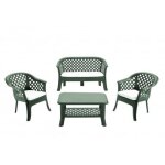 Tresillo veranda verde plus ensemble de coussins