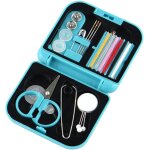 Trousse de couture bleue, 7x6, 5x1, 5cm assortiment d'aiguilles , pingles de sret, boutons, passe ...