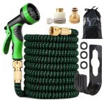 Tuyau arrosage extensible 30m 100ft tuyau d'arrosage retractable avec support et pistolet arrosage 9 ...