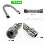 Tuyau d'eau froide et chaude en acier inoxydable 1 / 2, 3 / 4 pouces, 304, tuyau de raccordement de robinet, ...