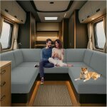 Uaa - housses de coussin trs extensibles pour caravane, jacquard housse banquette camping car avec 2 ...