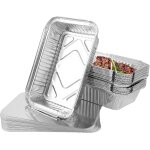 Ulteronixshop - lot de 100 barquette aluminium avec couvercle 800 ml, plat aluminium jetable 21 x 14 ...