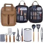 Ulteronixshop - lot de 11 ustensiles de cuisine de camping avec sac de transport en silicone et acier ...