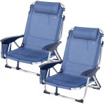 Ulteronixshop - lot de 2 chaises de plage pliables basses, inclinables en 4 positions, anti - renversement ...